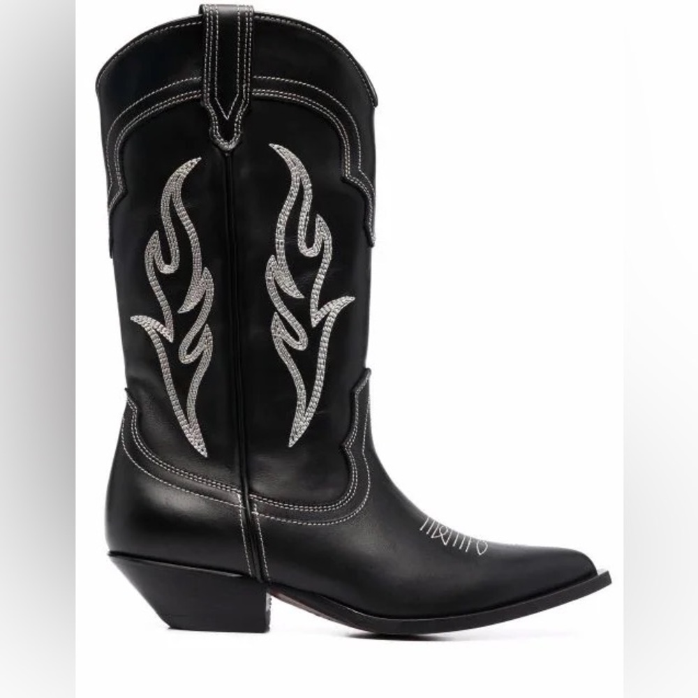 Sonora Black Cowboy Boots, as seen on Emily Ratajkowski. Like new!